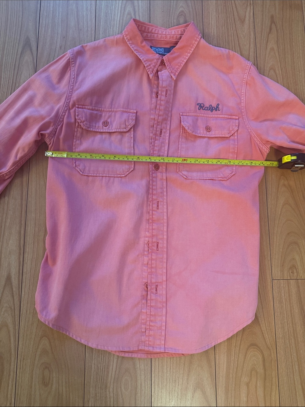 Polo by Ralph Lauren Coral Pink Long-Sleeve Button-Down denim/cotton Shirt